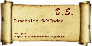 Duschnitz Sándor névjegykártya